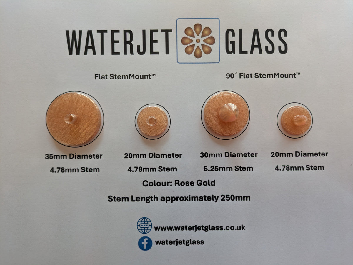 90 Degree Flat fused glass StemMount (MOUNT ONLY), Glass display system for fused and stained Glass