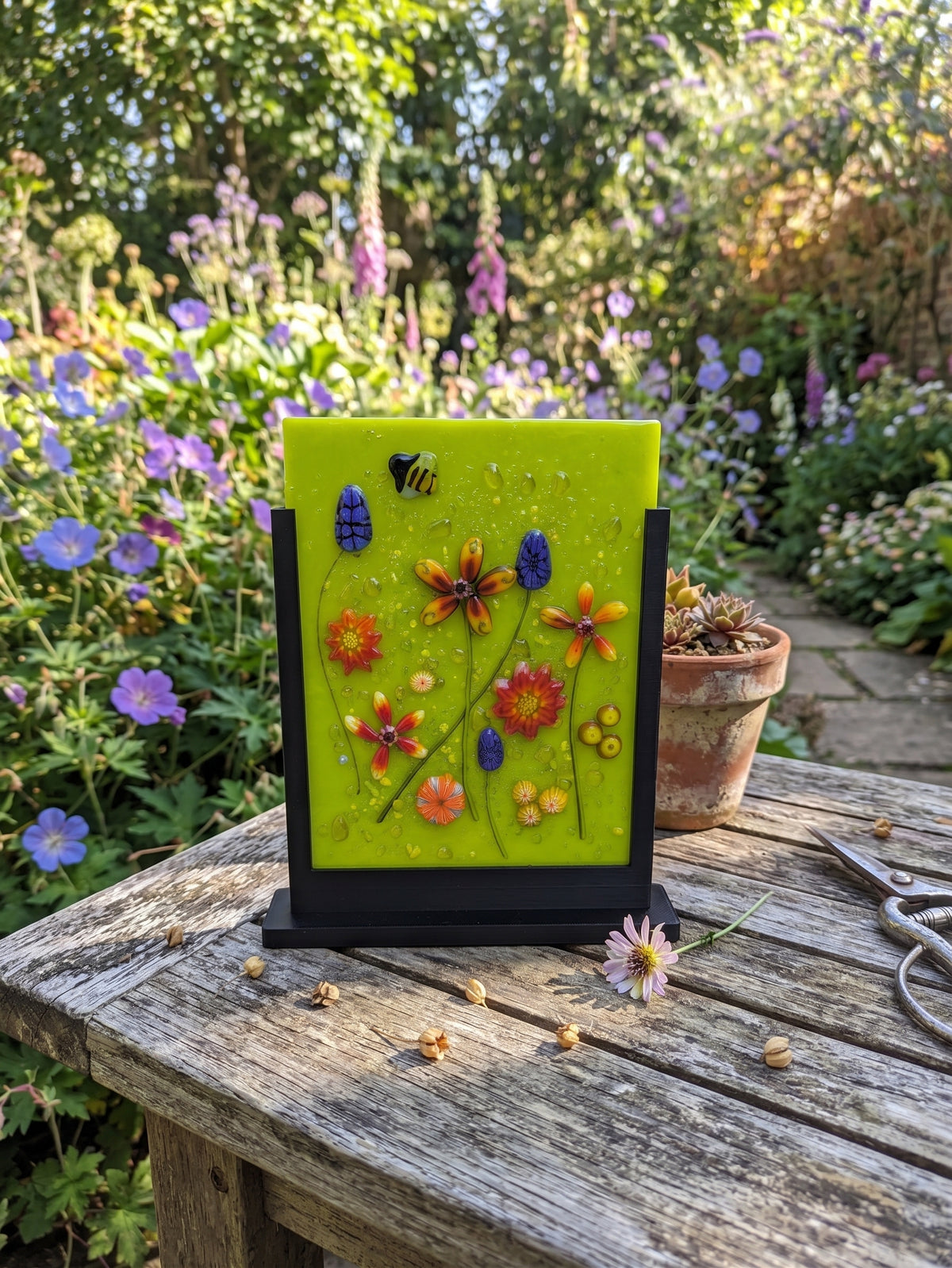 Black Freestanding Fused Glass Display Stand