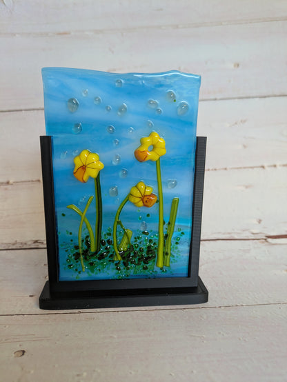 Black Freestanding Fused Glass Display Stand