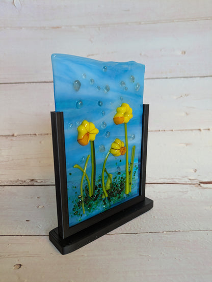 Black Freestanding Fused Glass Display Stand