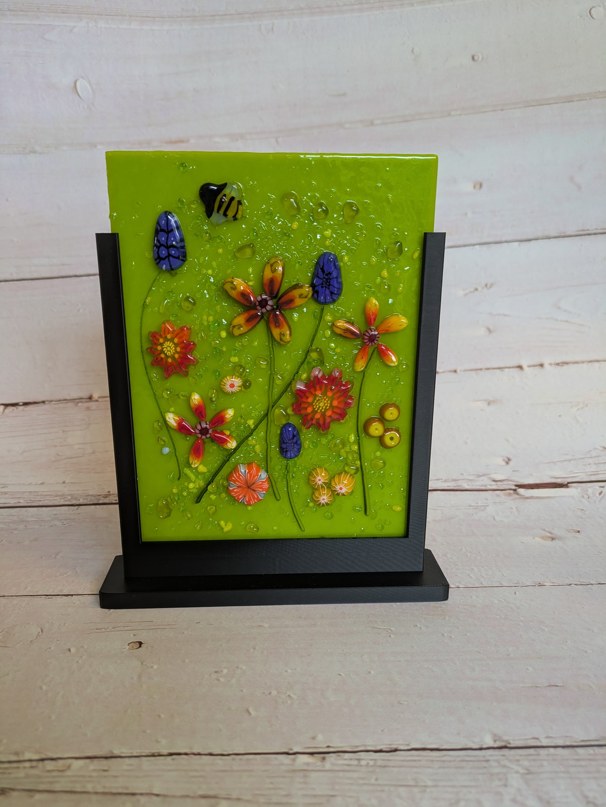 Black Freestanding Fused Glass Display Stand