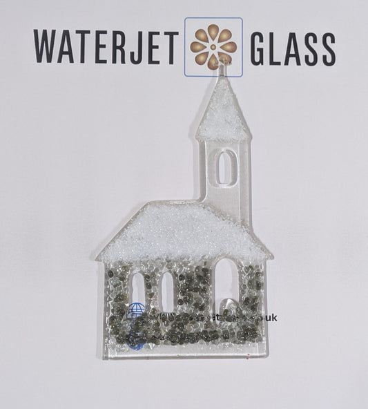Winter Village Church, Christmas Pre cut glass shape for glass fusing and crafting
