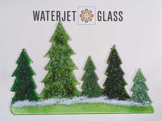 Winter Village Trees, Christmas Pre cut glass shape for glass fusing and crafting