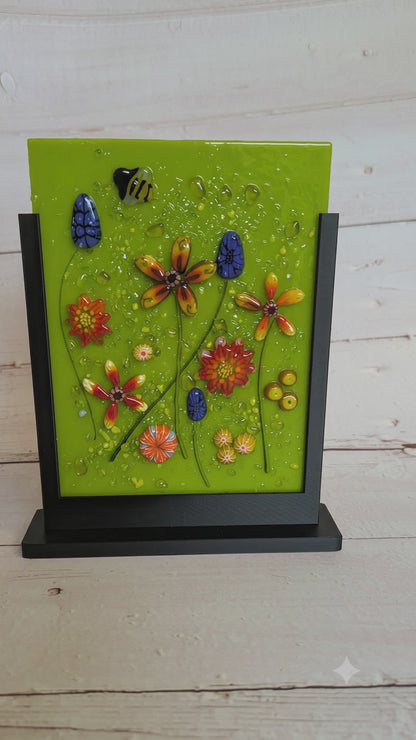 Black Freestanding Fused Glass Display Stand